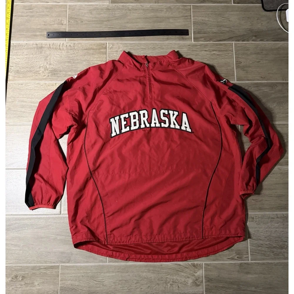 Majestic Red Nebraska Quarter‎ Zip Sweatshirt Size 2XL